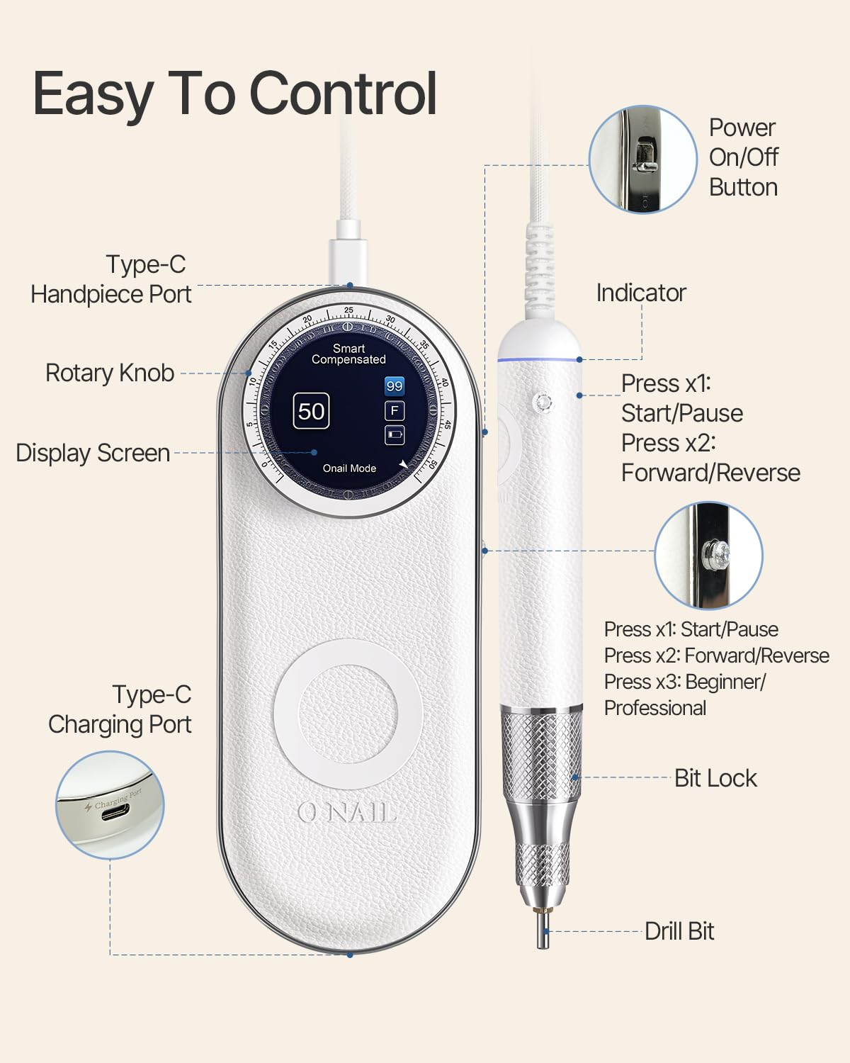 O Nail 50,000 Rpm E-File