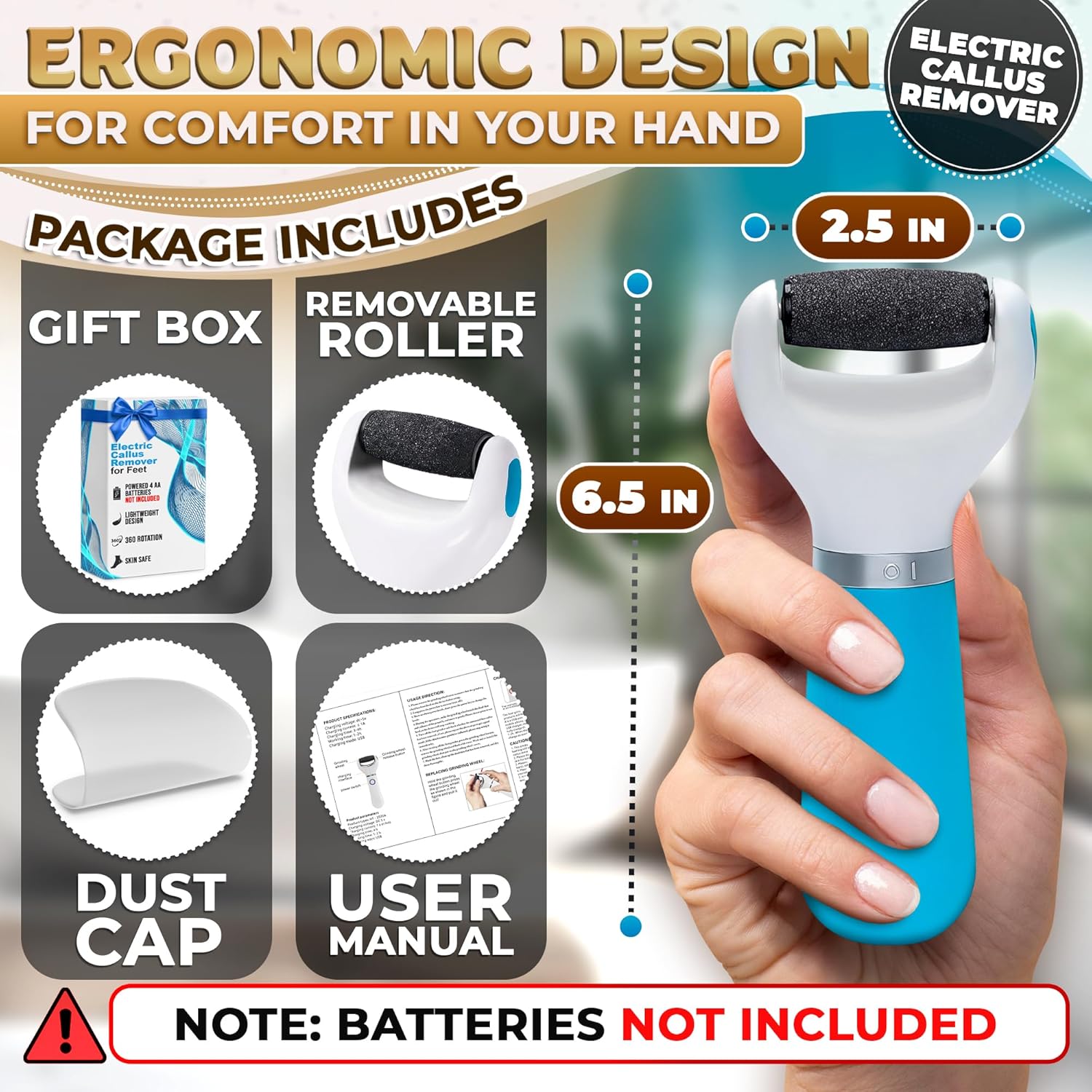 Working part of the remover, especially the exfoliating roller and how the device is built to handle dead skin.