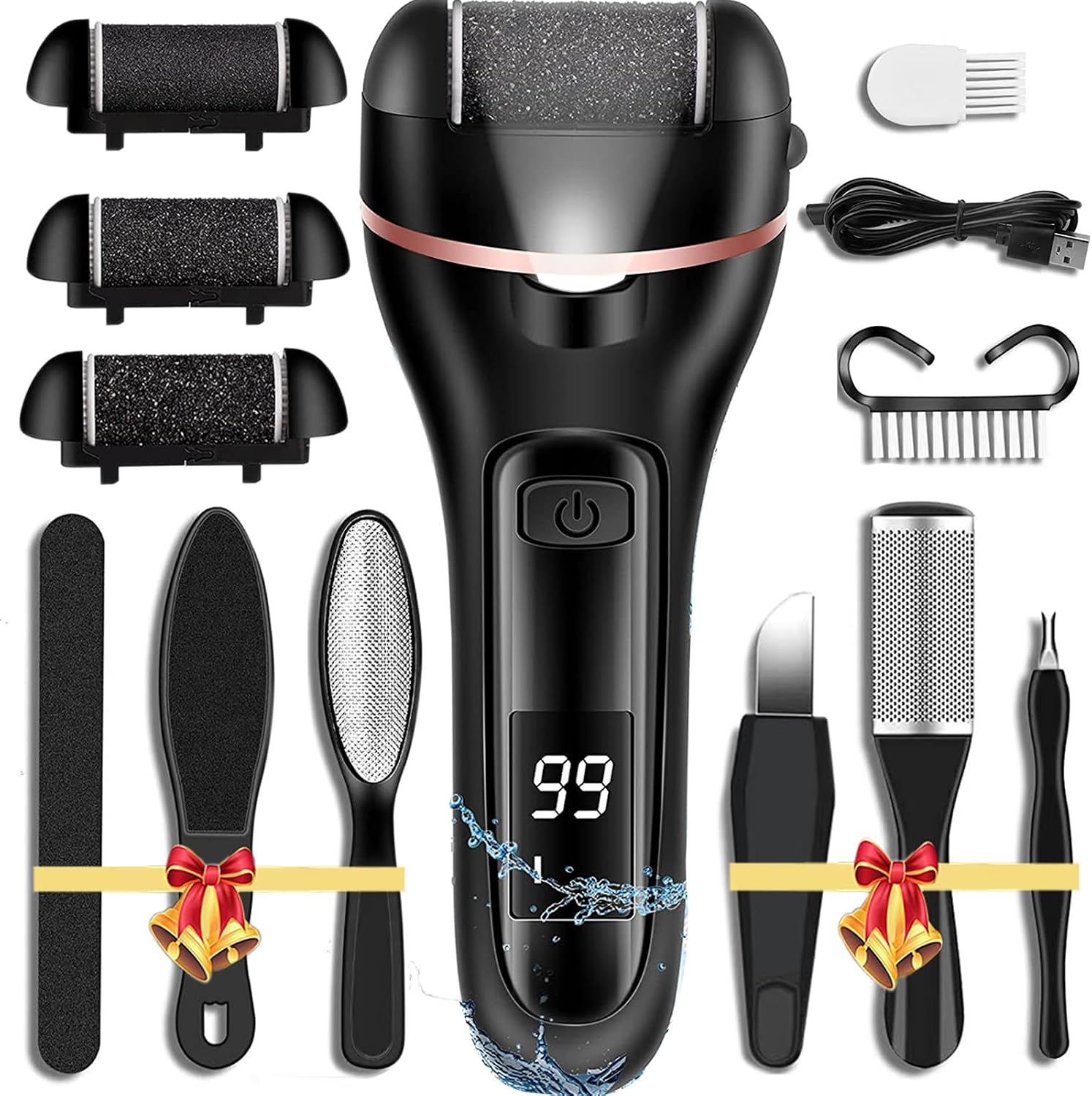 Helps communicate the complete set feel, the main device, and the black colorway at a glance.