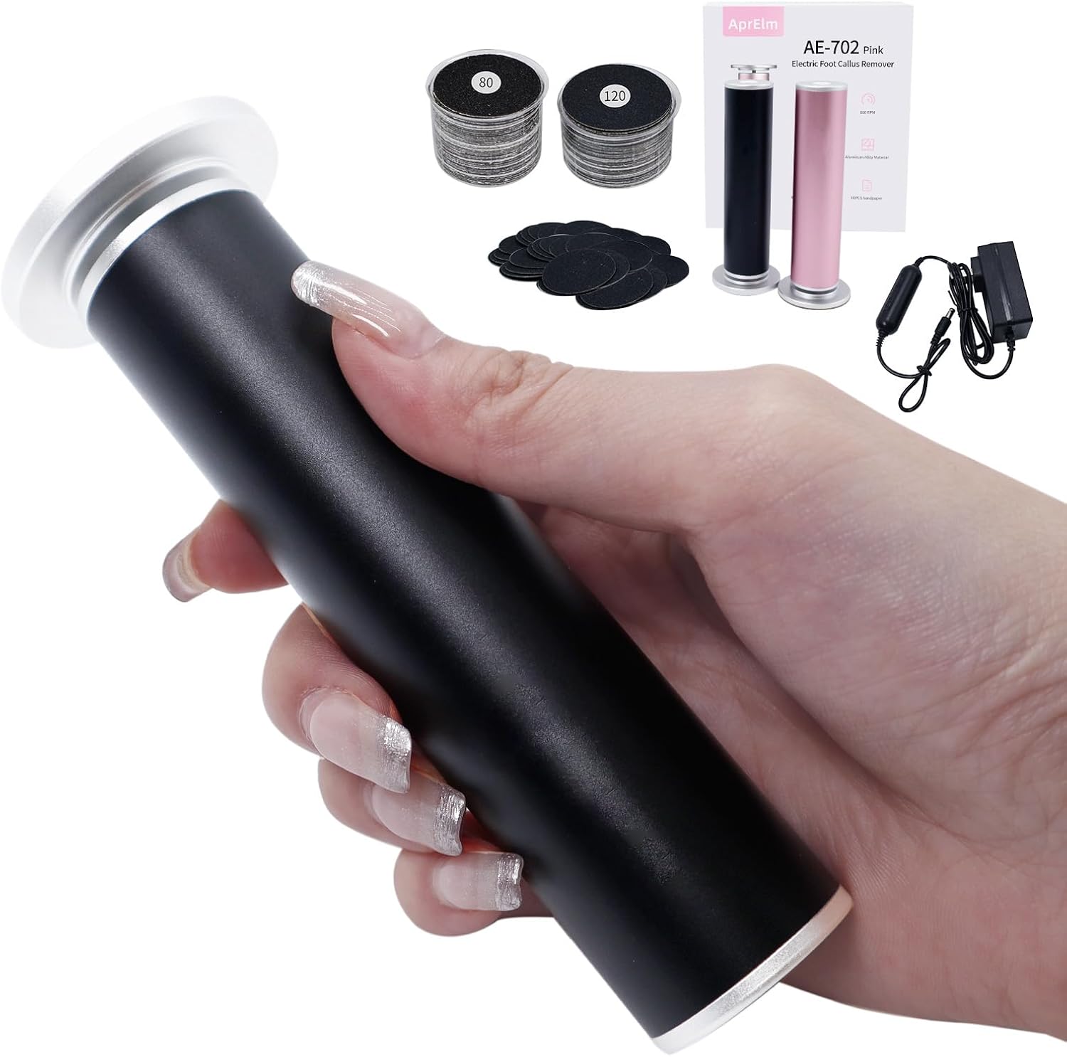 Shows the overall form factor, finish, and the product’s simple handheld design for foot care use.