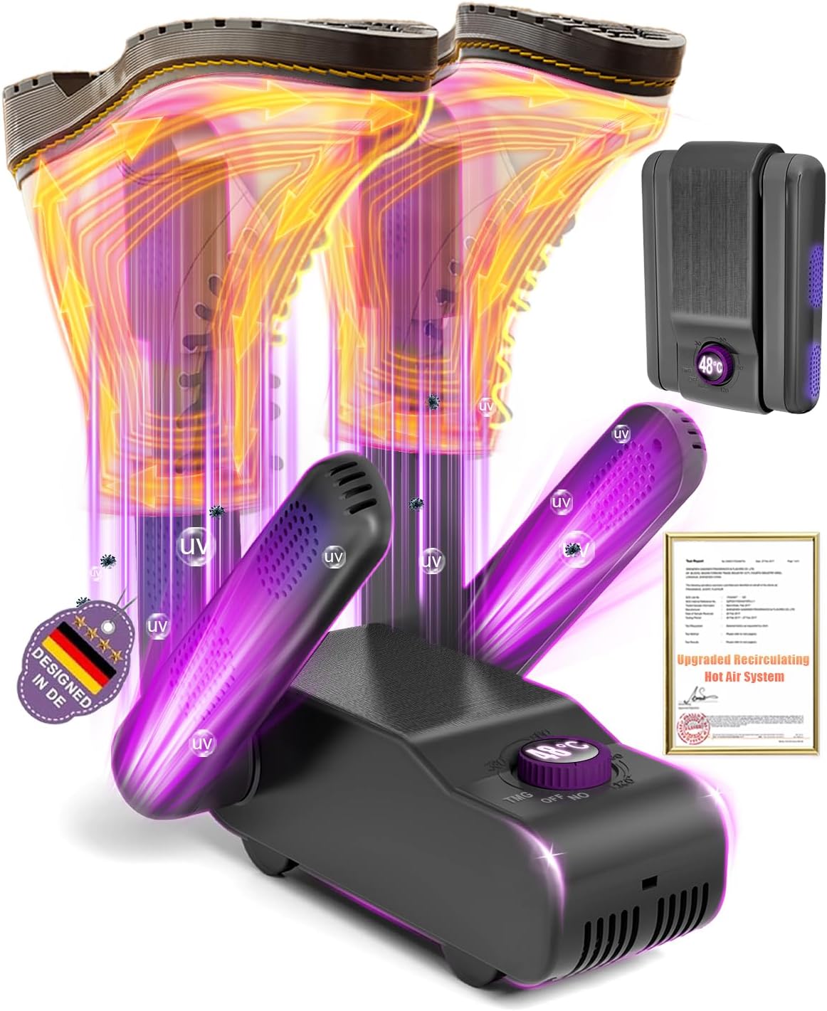Overall design, compact size, and the core identity of the product as a shoe dryer.