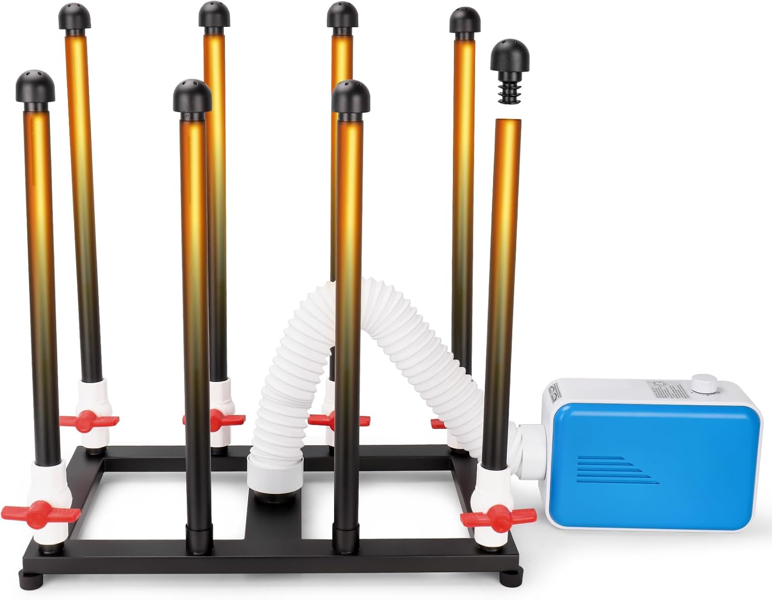 Highlights the core device design, capacity, and the fact that this is a multi-item drying system rather than a single-pair dryer.