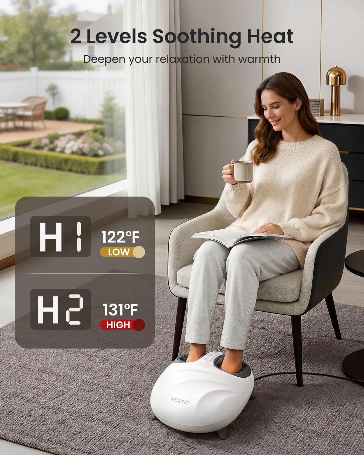 Supports the claims around kneading, compression, and targeted foot coverage.