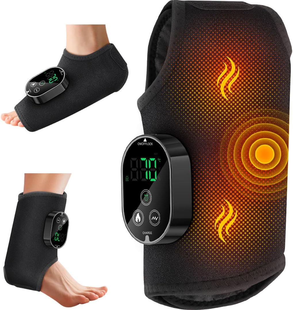 Instantly communicates the product’s core identity: a portable heated vibrating wrap for feet and ankles rather than a bulky machine.
