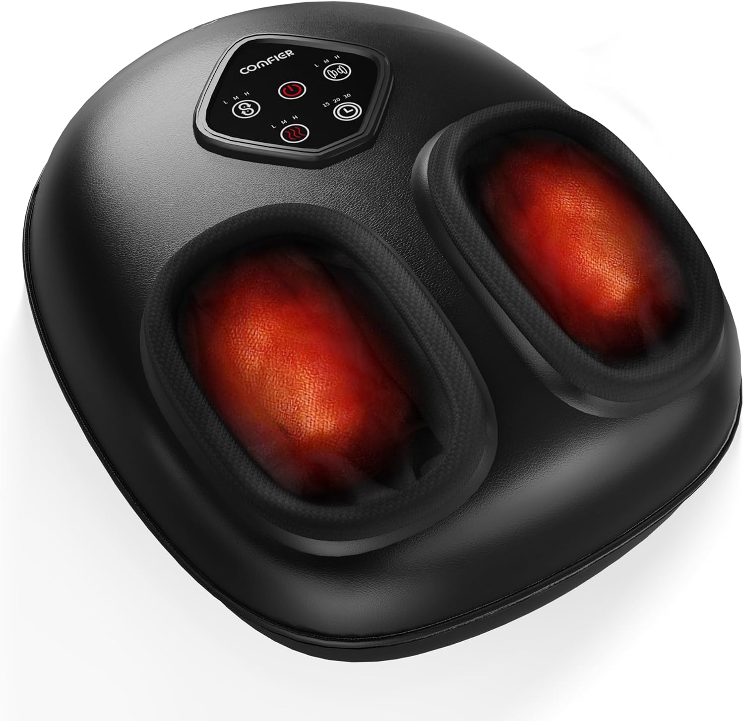 Highlights the overall product form, size, and the fact that this is a dedicated at-home foot massage machine.