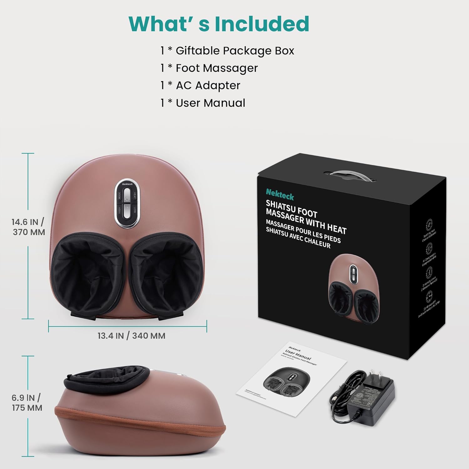 Nekteck Shiatsu Foot Massager com Calor