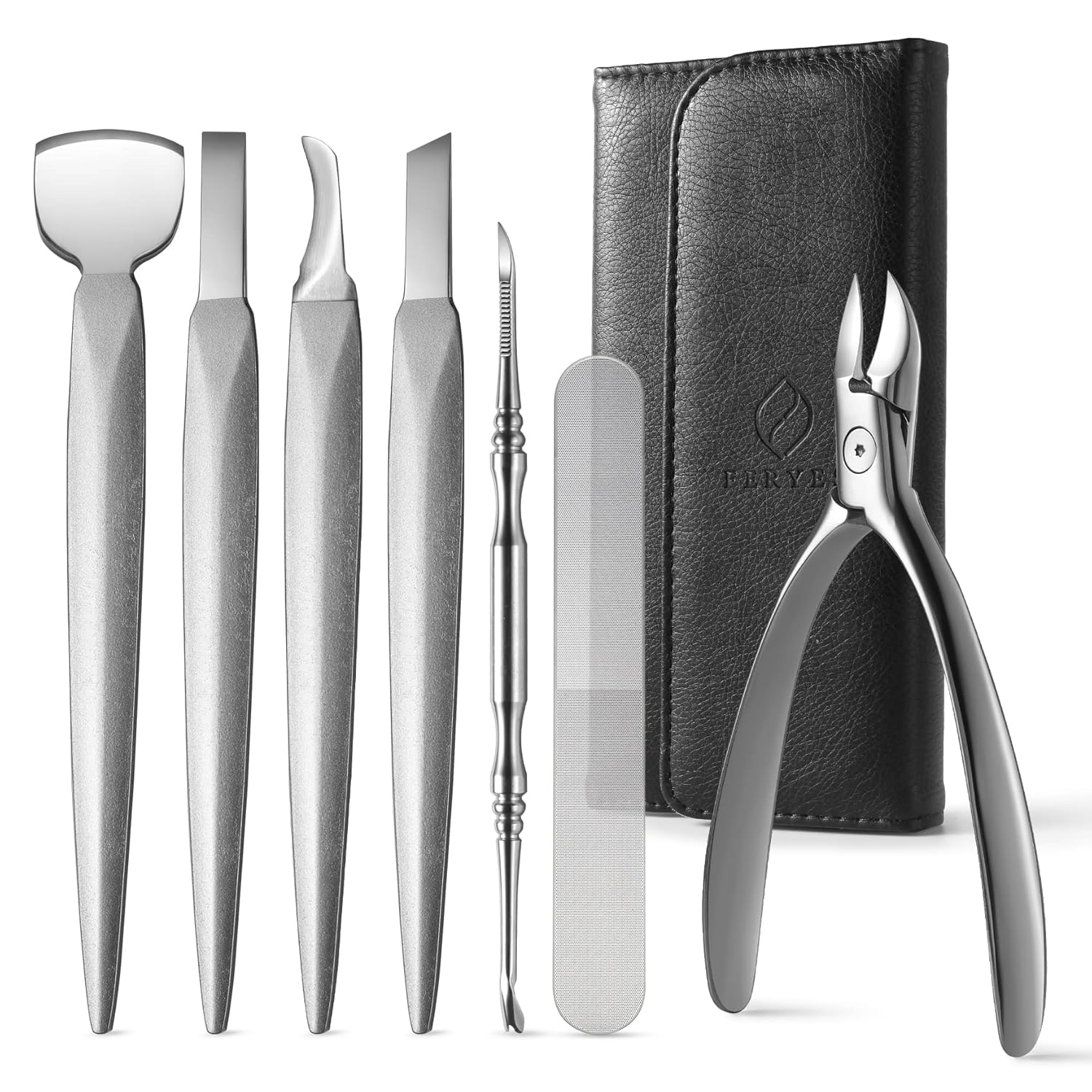 Shows the complete kit and helps communicate the number of pieces, overall presentation, and included carrying case.