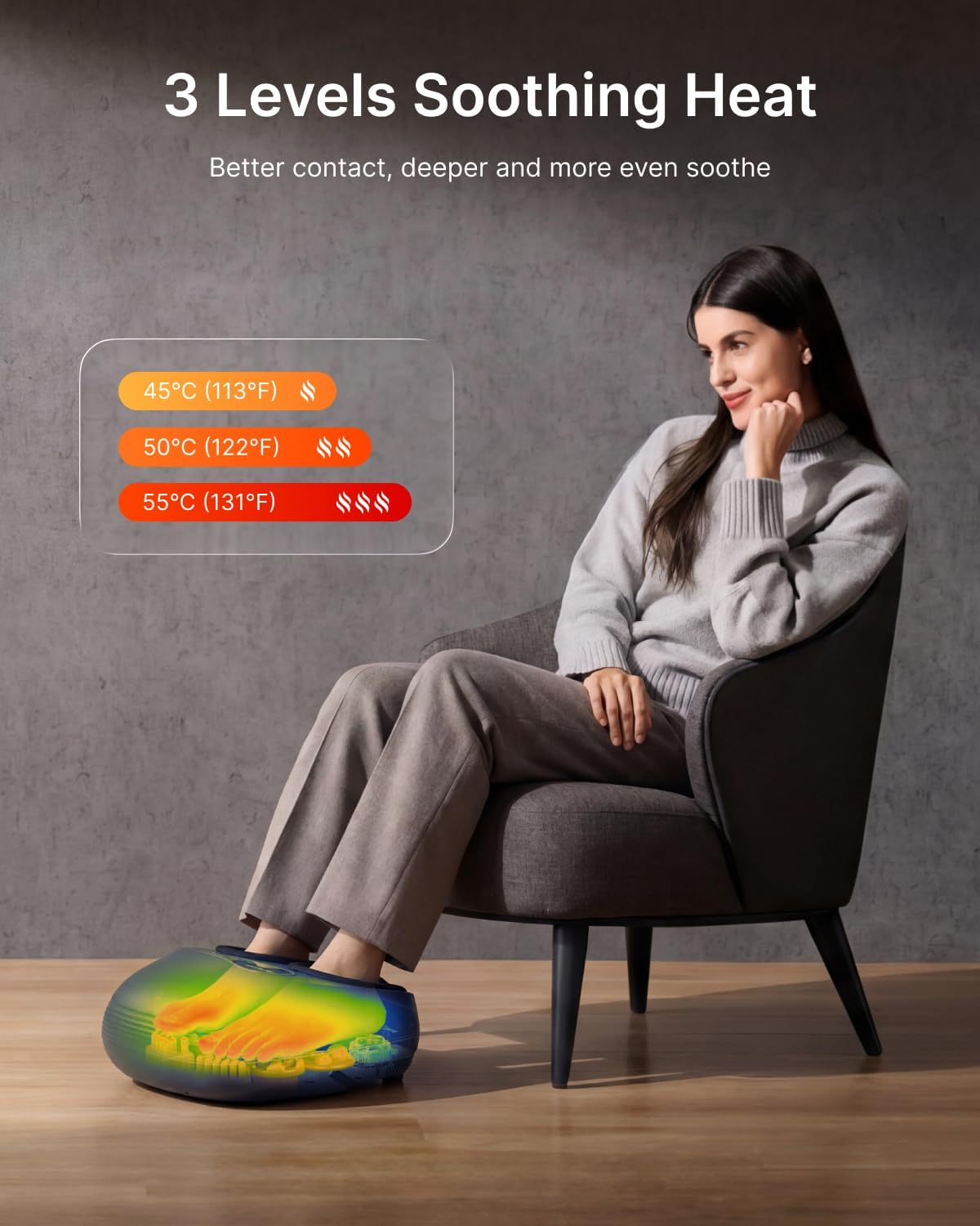 Useful for explaining how the foot compartment is designed and how the massage system surrounds the foot.