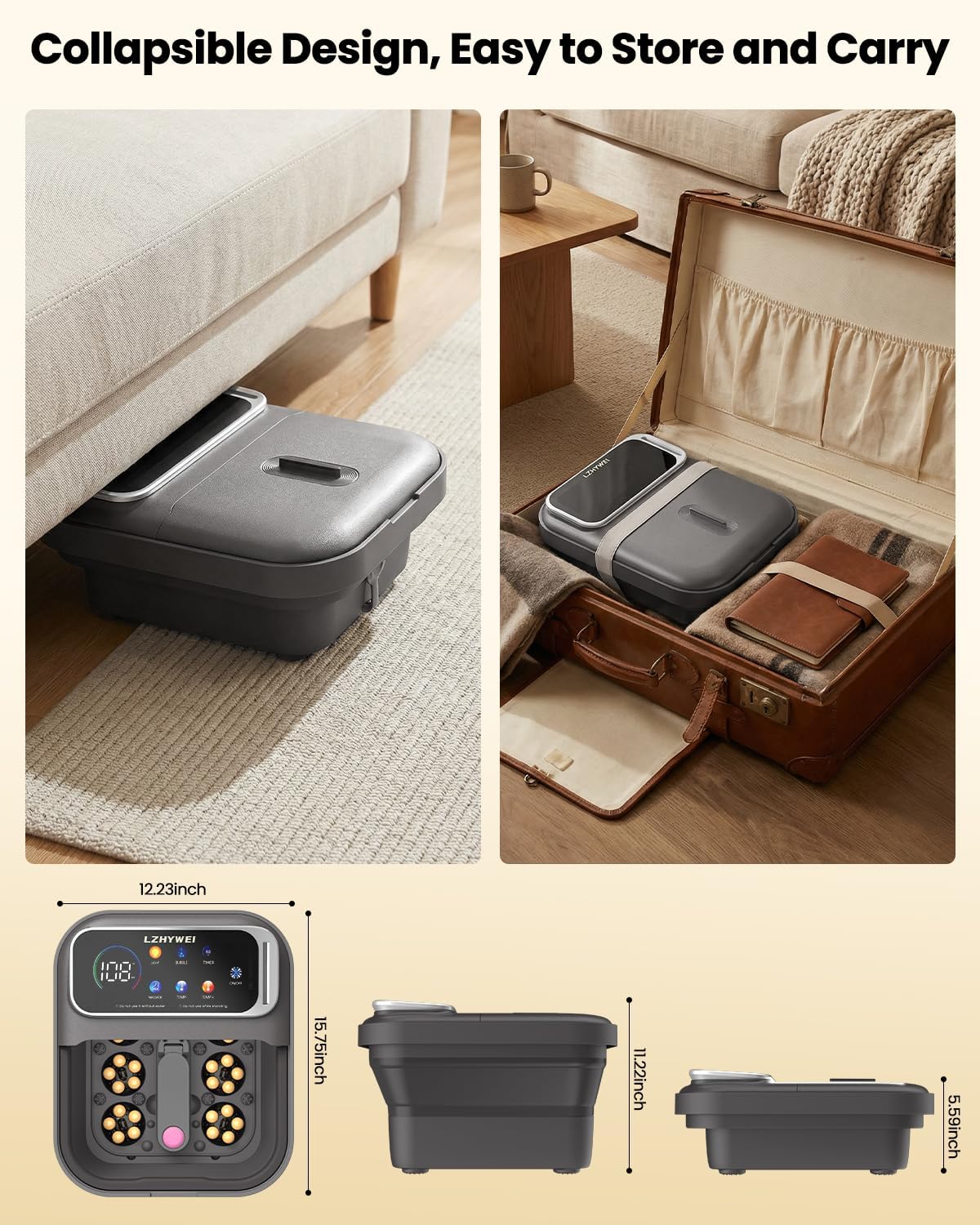 Lzhywei Collapsible Foot Spa com Aquecimento