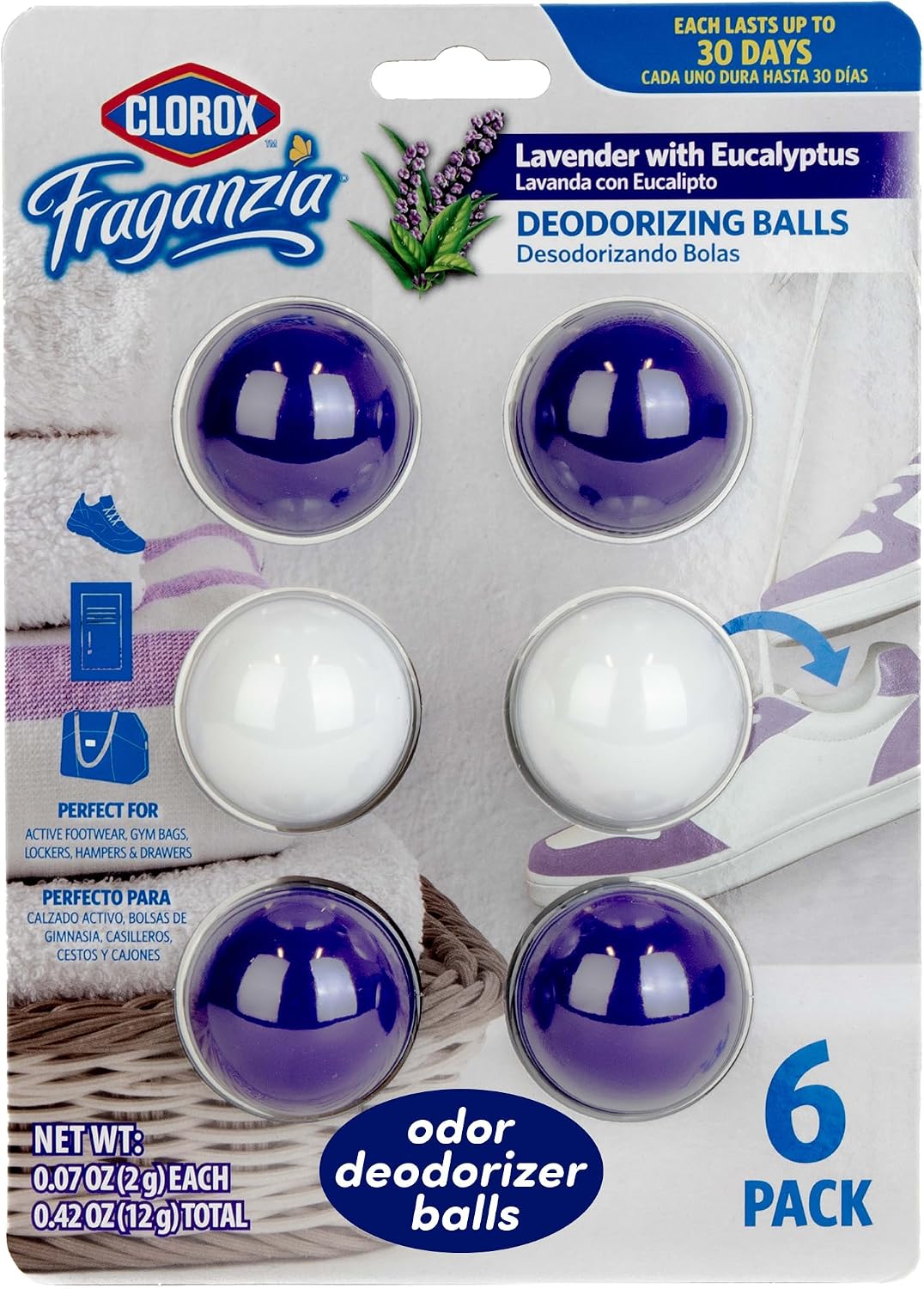 Helps establish the product identity, scent variant, and pack size at a glance.