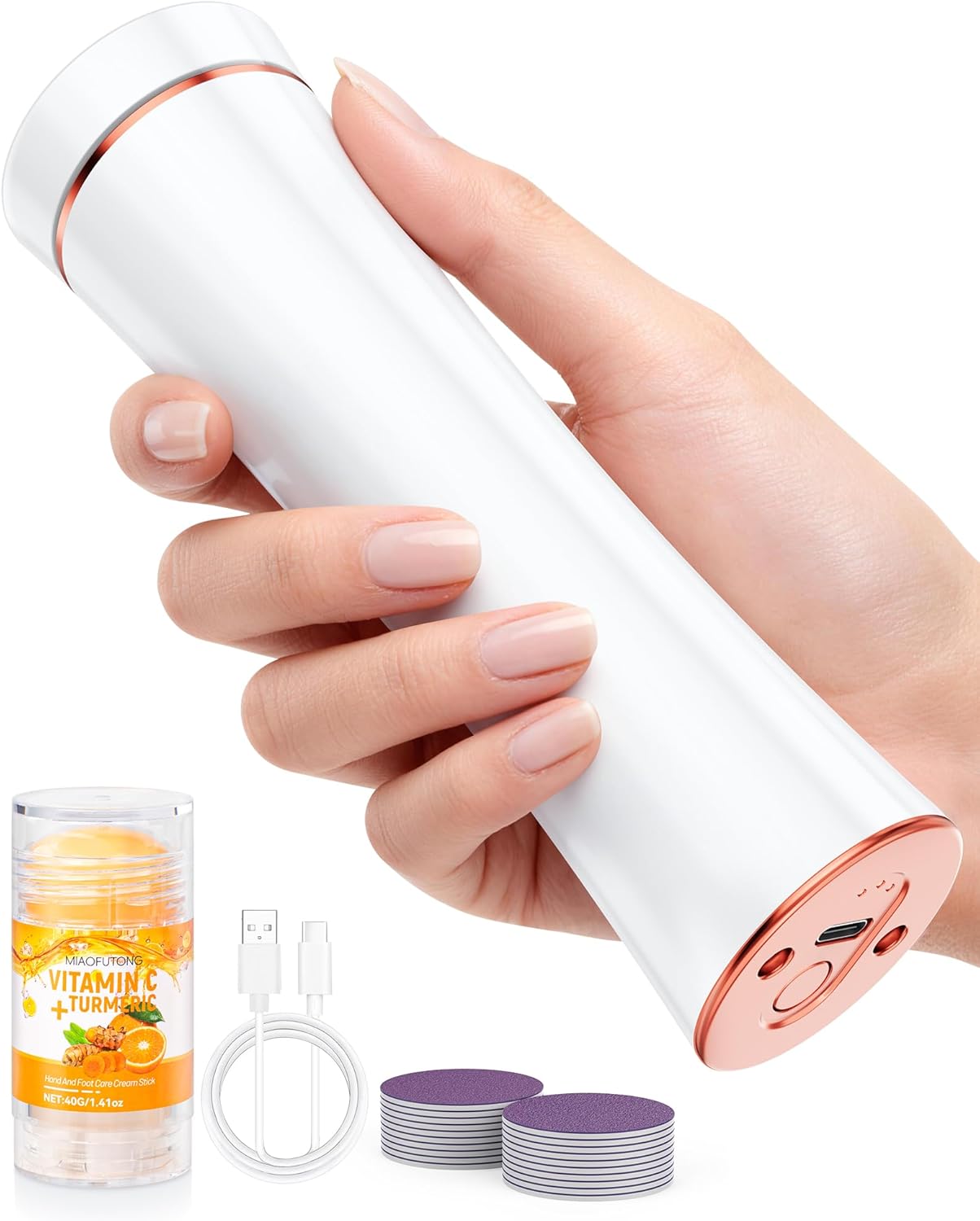 Shows the overall design, form factor, and colorway of the foot file for first-impression buying decisions.
