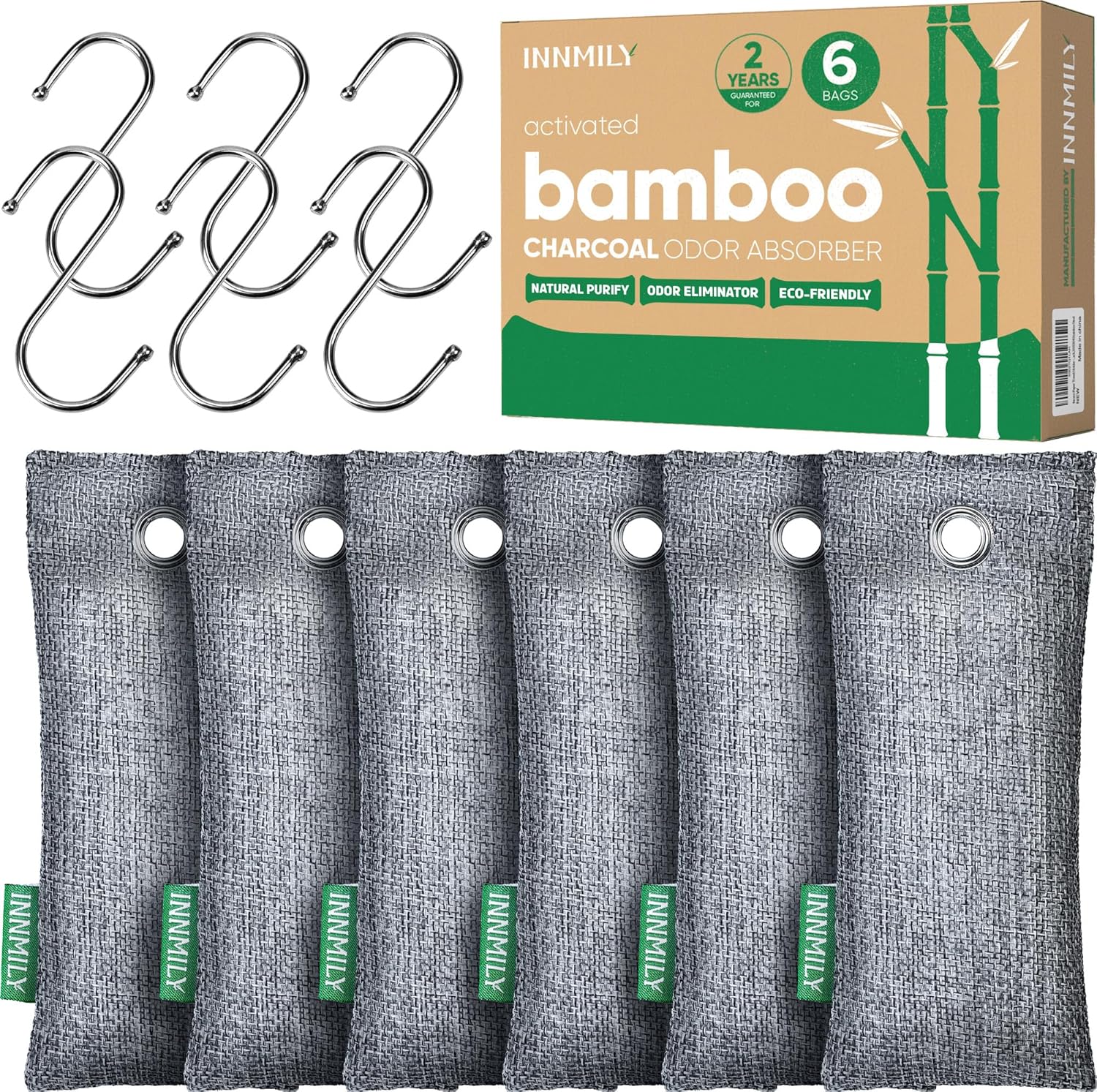 Highlights the bundle size, simple format, and the product’s core purpose as an odor absorber for shoes and small spaces.