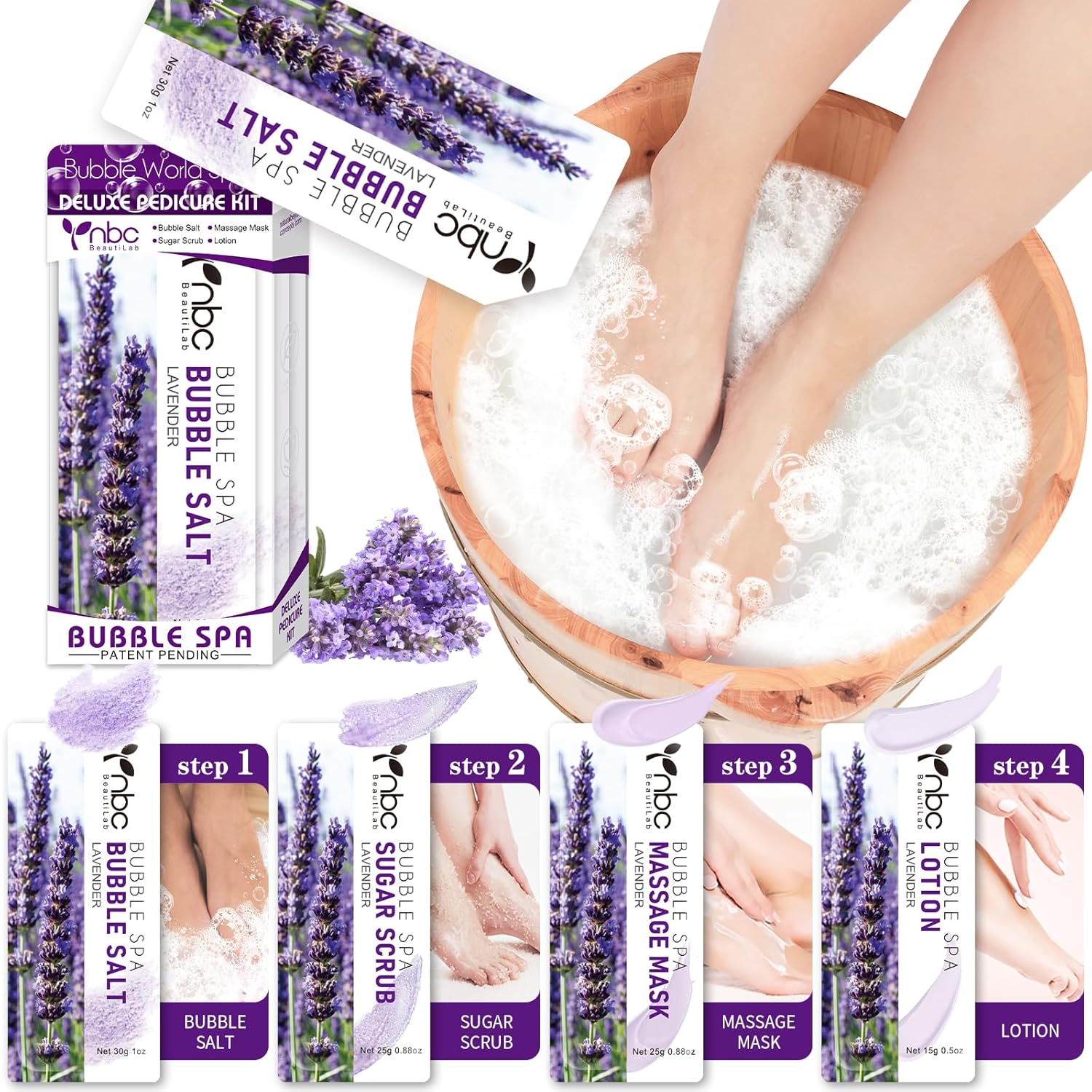 Helps communicate the full kit, lavender theme, and giftable value at a glance.