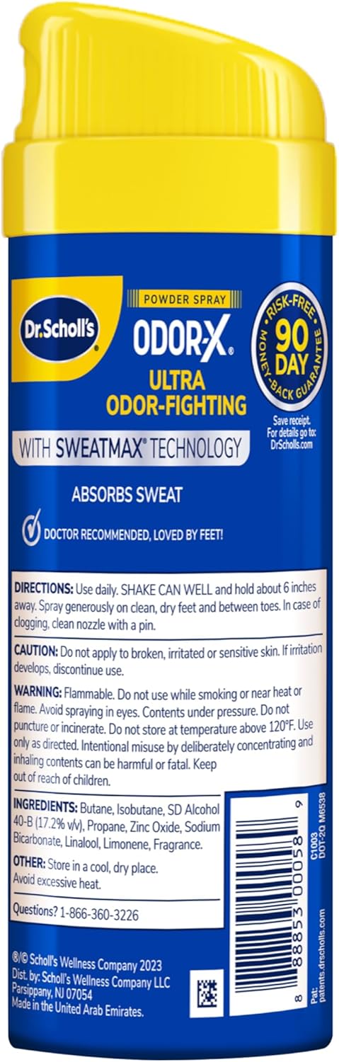 Dr. Scholl’s Odor-X Odor-Fighting Spray-Powder // All-Day Odor Protection And Sweat Absorption - Packaging May Vary