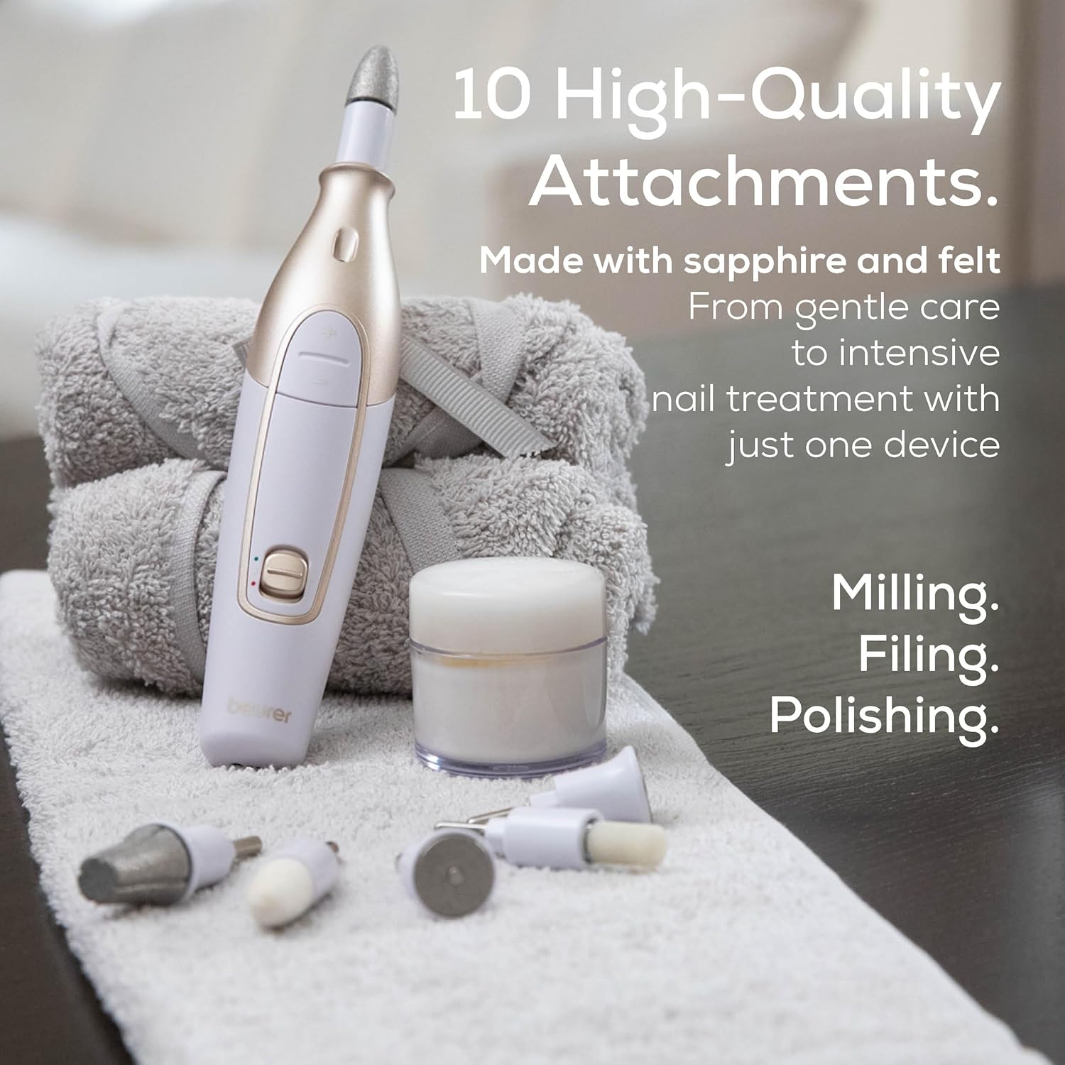Helps spotlight precision features such as speed control, grip, or built-in lighting.