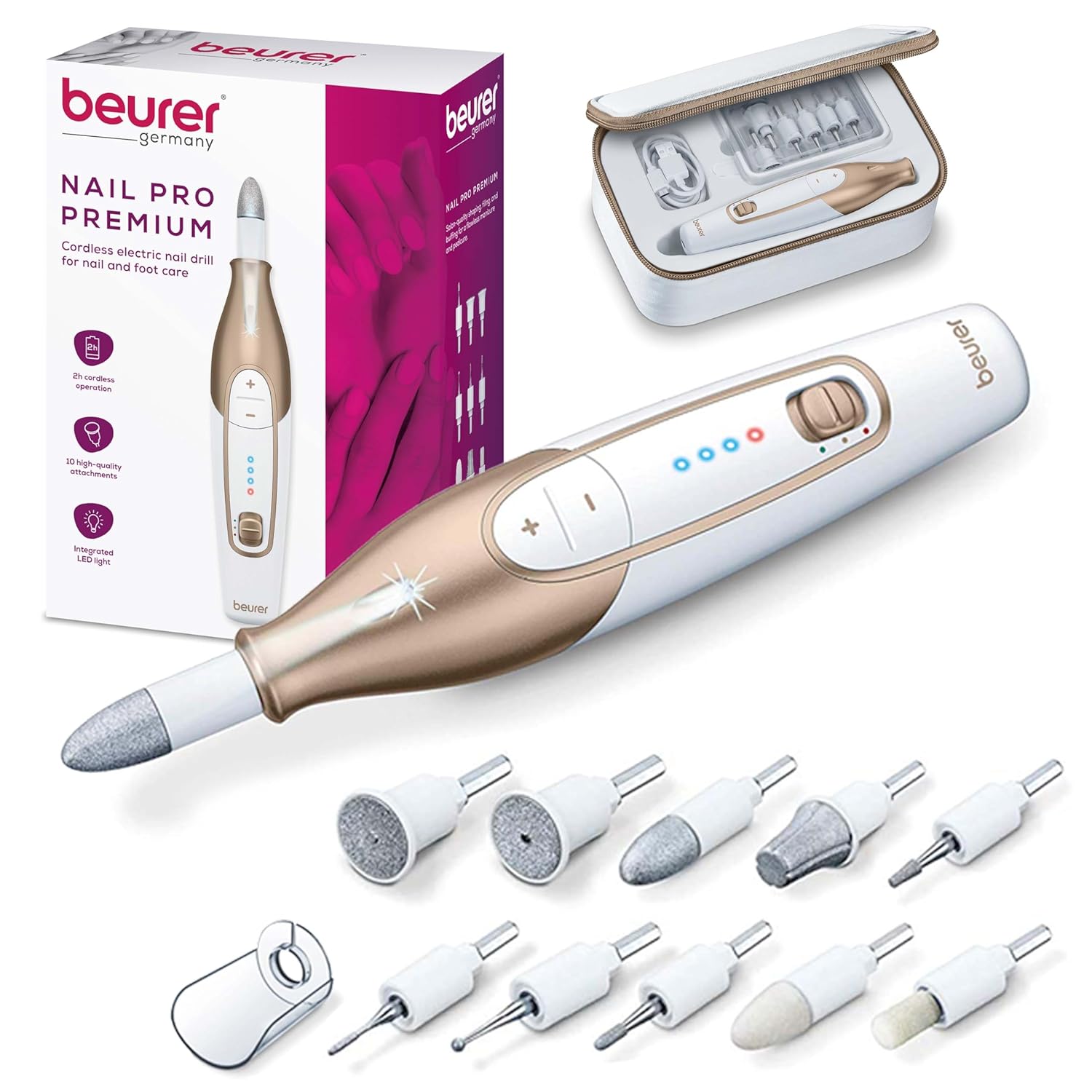 Highlights the overall design, cordless form factor, and premium presentation of the kit.