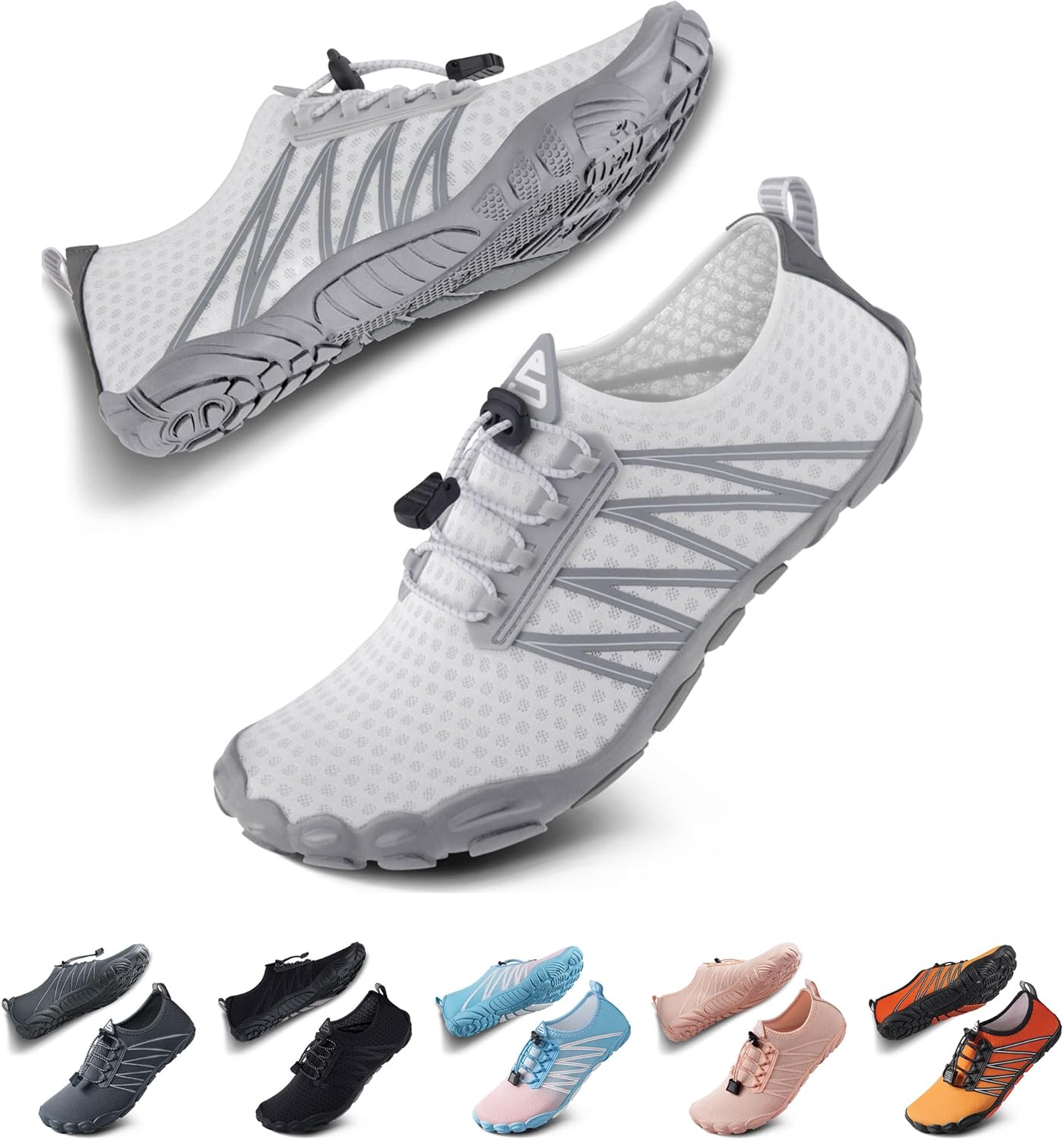 Overall silhouette, lightweight design, and the barefoot-style water shoe profile.