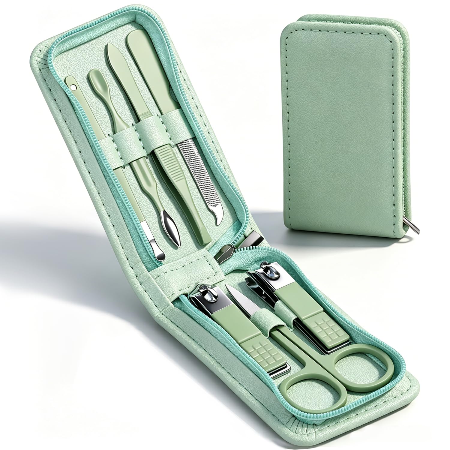 Highlights the complete 7-piece tool assortment and the compact case, making it easy to understand what is included at a glance.