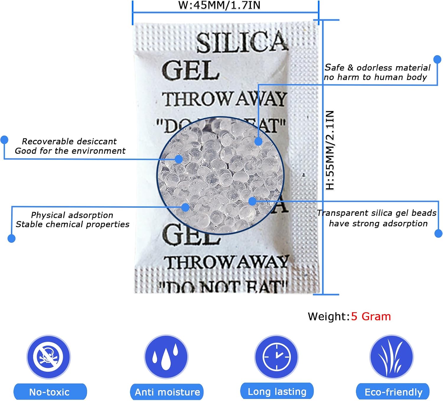 Supports claims about material quality, transparent beads, and the non-indicating design.