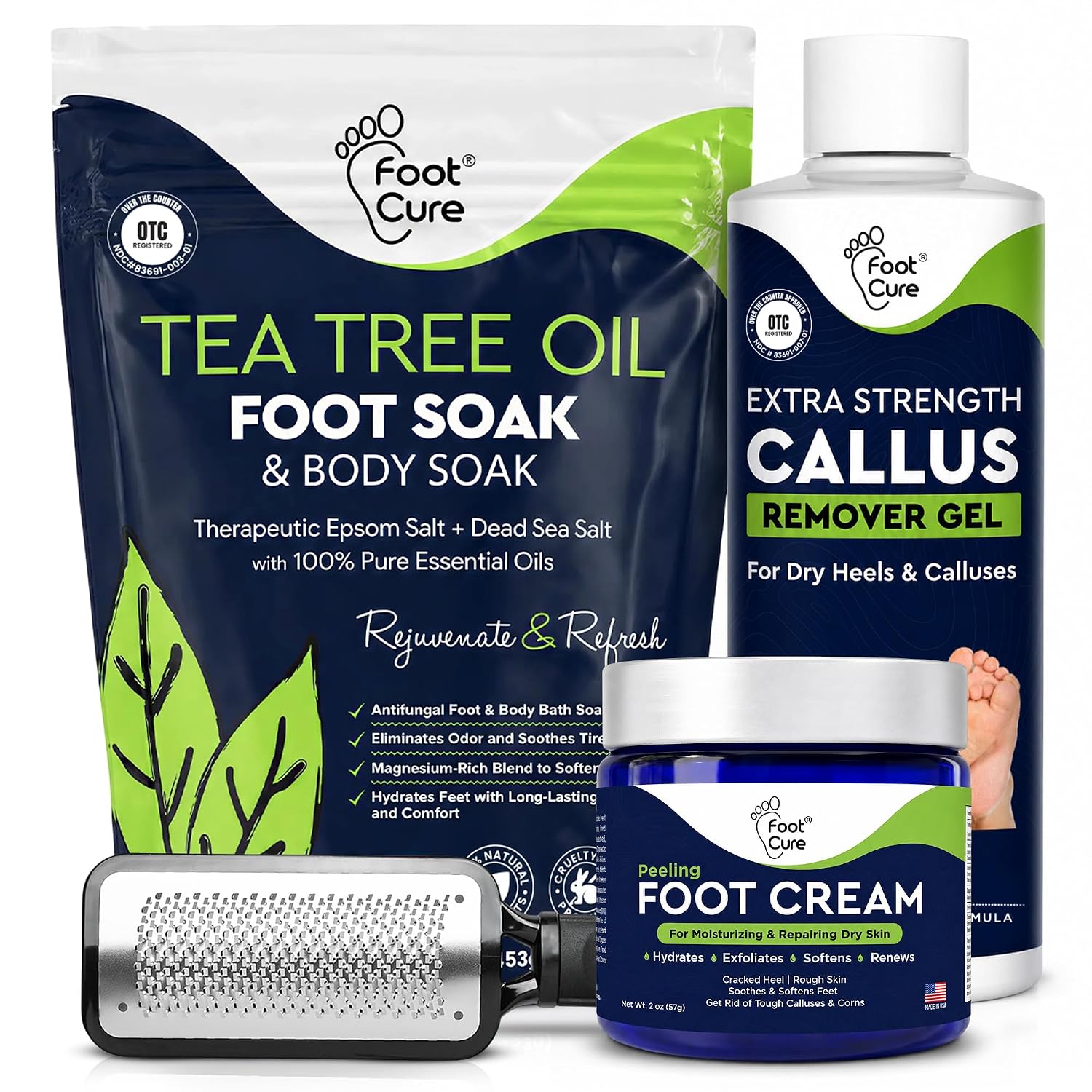 Communicates the complete set and the at-home foot spa positioning in one glance.