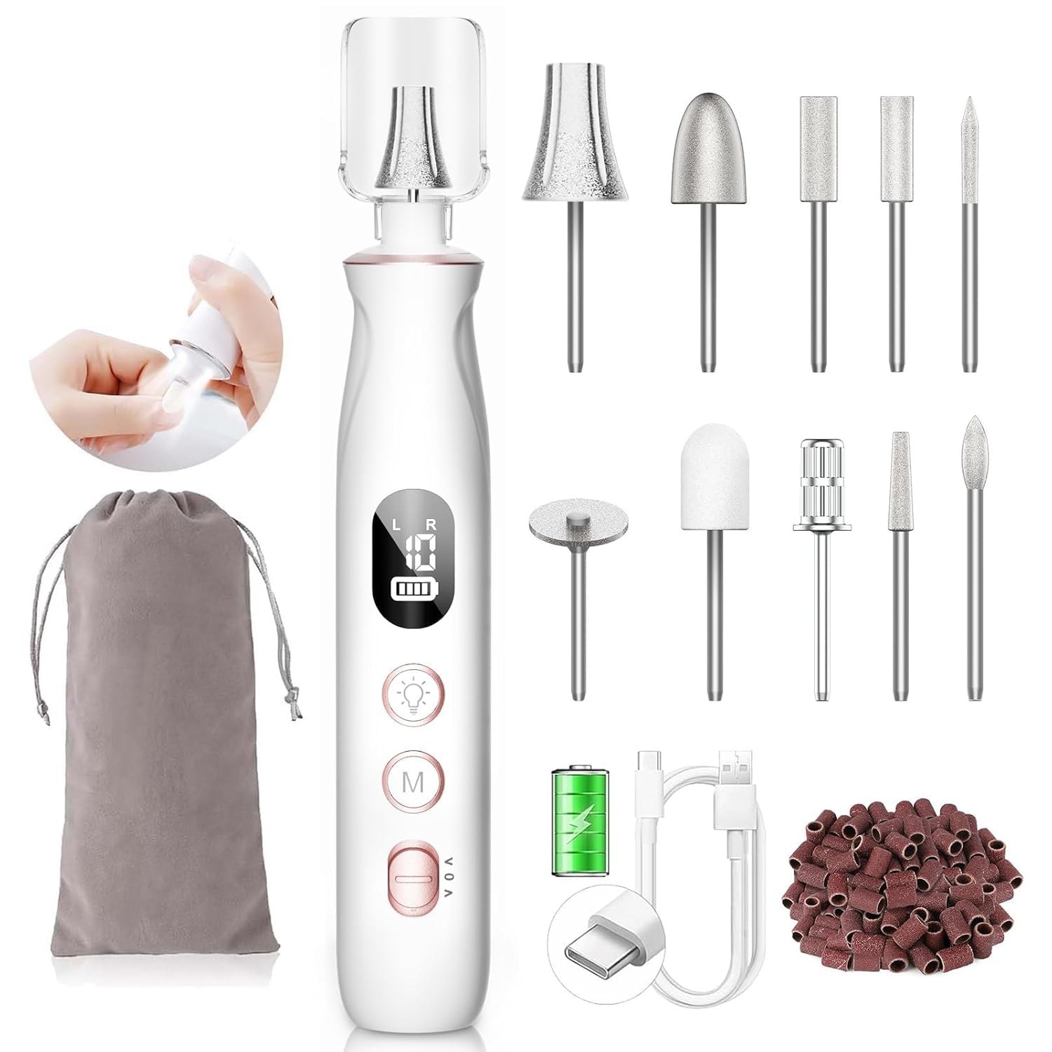 Hskai Cordless Electric Nail Drill Kit