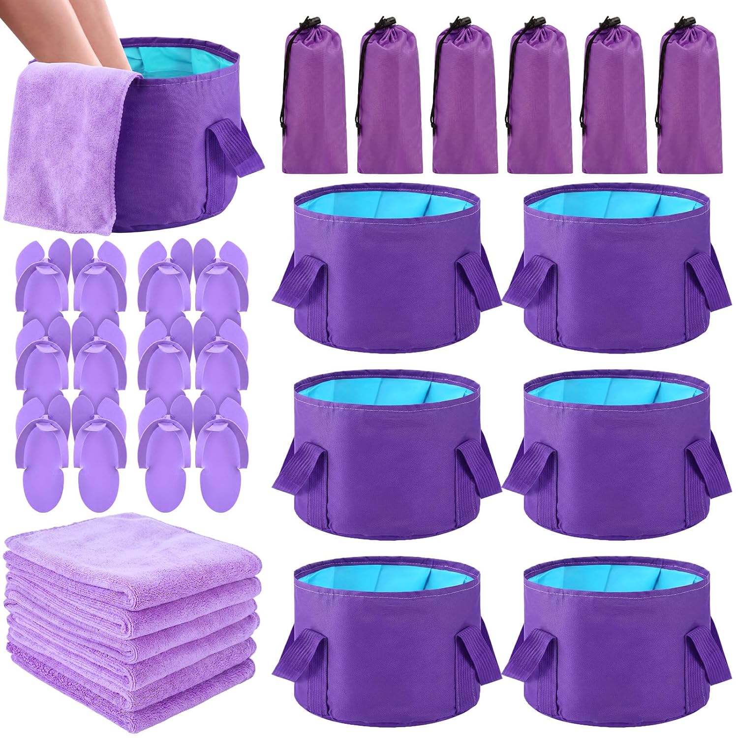 Highlights the all-in-one value proposition, quantity of included items, and the purple colorway.