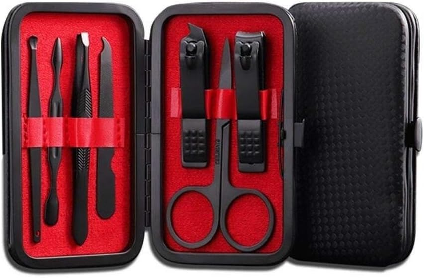 Highlights the complete kit, compact portability, and overall black stainless steel aesthetic.