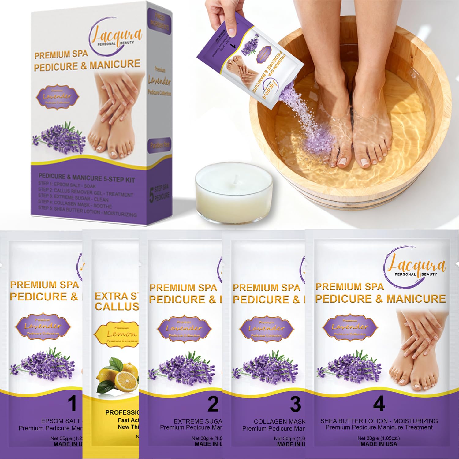 Lacqura 6-Step Pedicure Spa Kit
