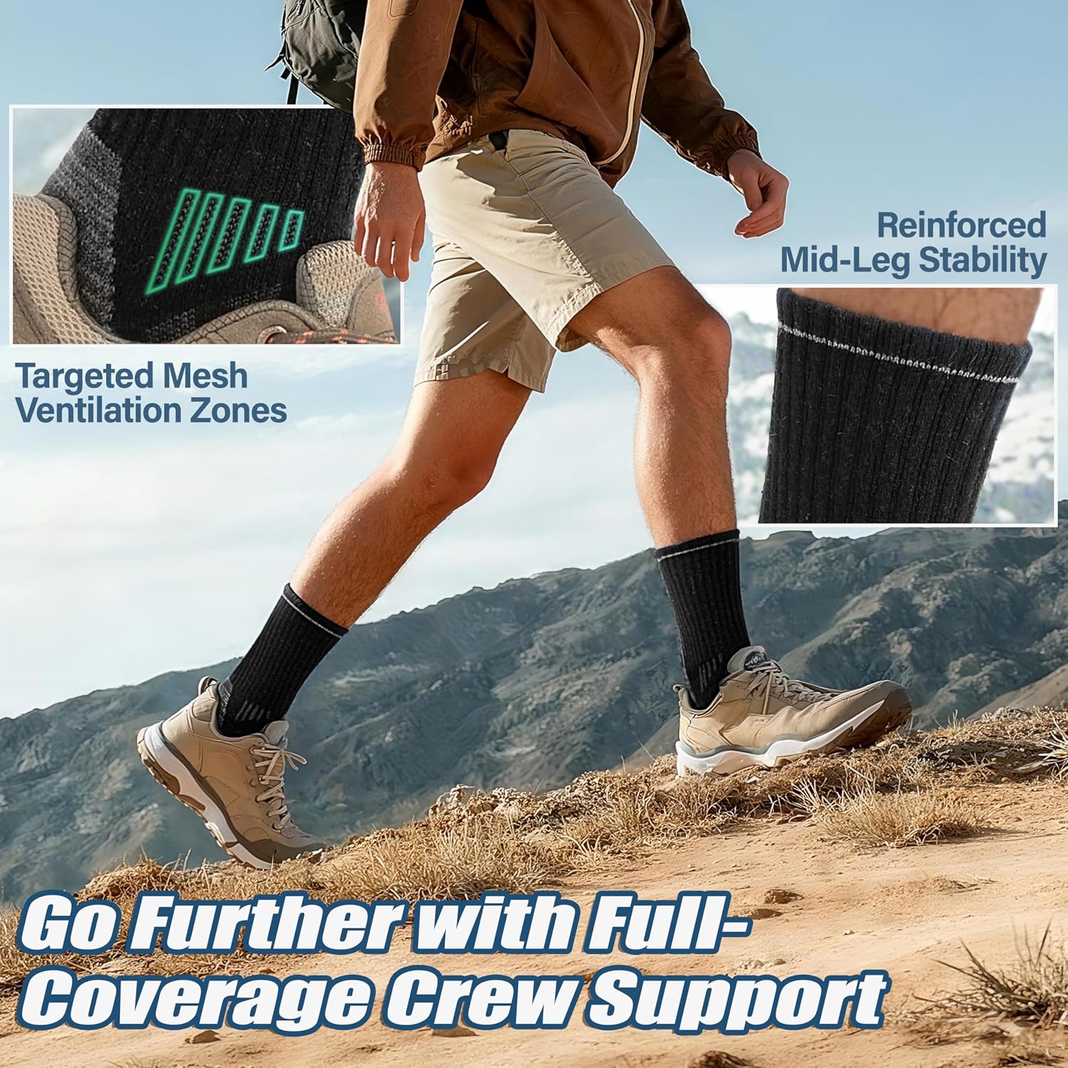 Antsang Merino Wool Hiking Socks, 5 Pairs