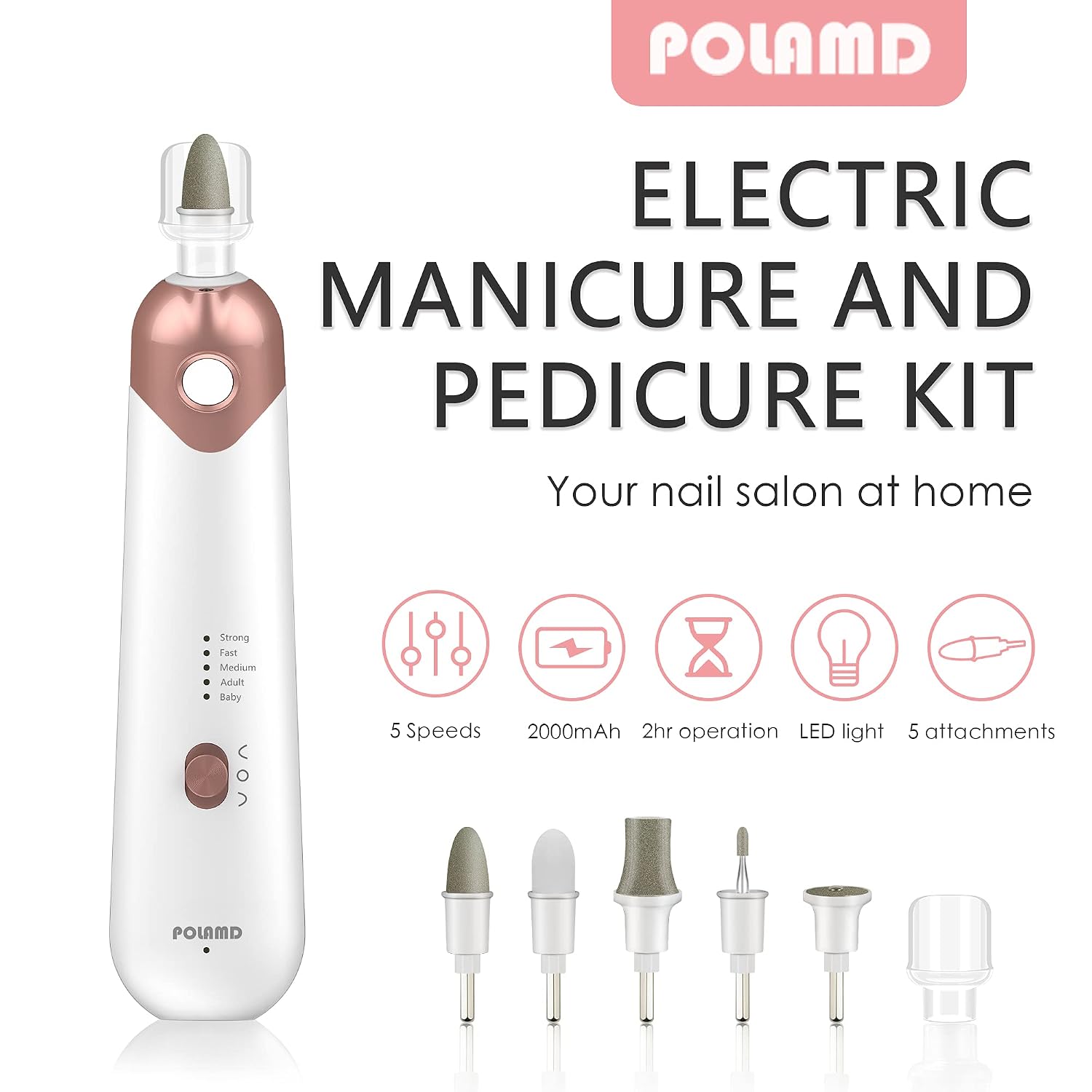 Polamd Kit para Manicure e Pedicure Elétrico