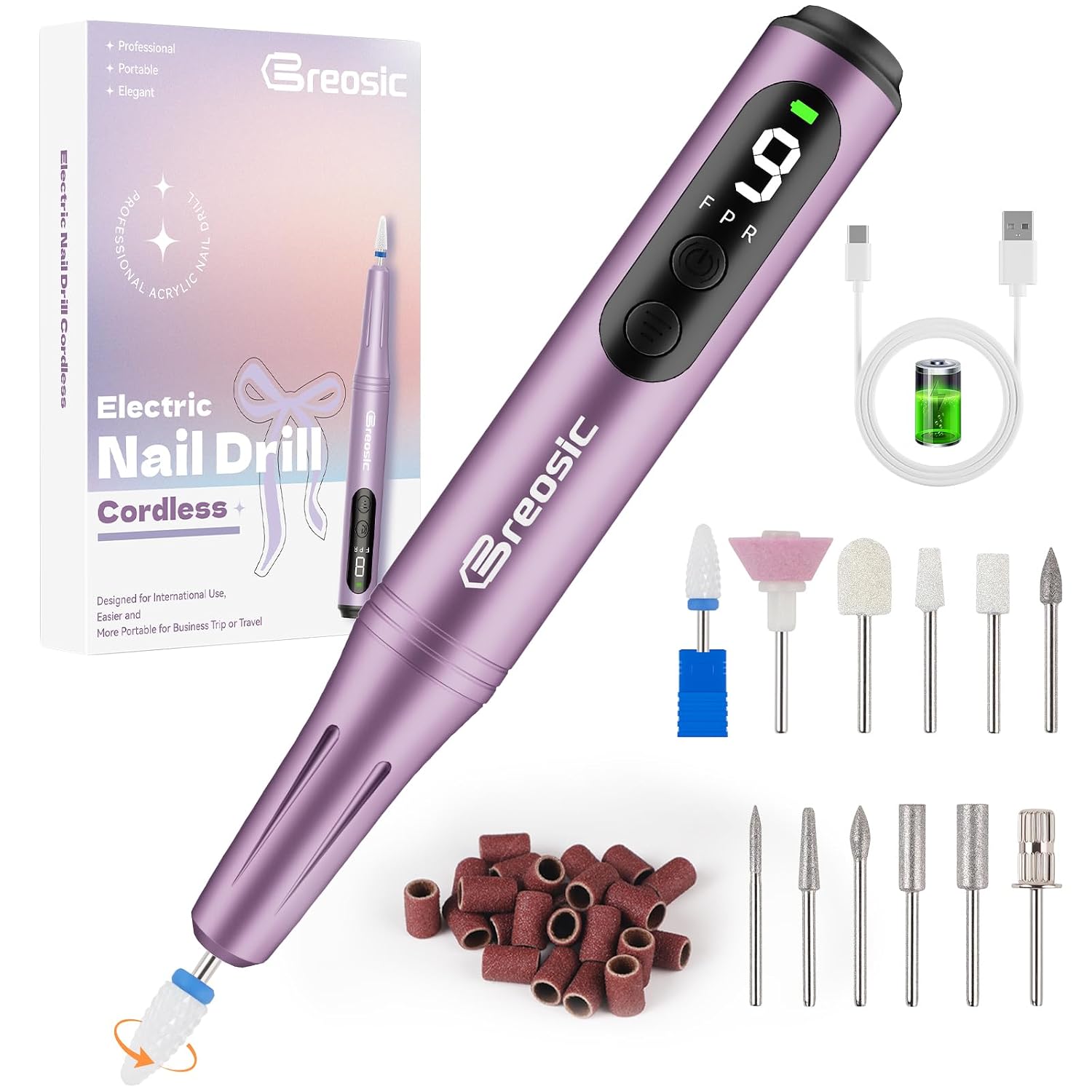 Breosic Kit de Lixa Elétrica para Unhas