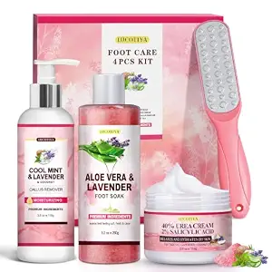 Aloe Lavender Foot Soak Set Salts Foot File Urea Cream Callus Remover