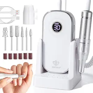 Modelones Professional Electric Nail Drill, 42000 Rpm Portable Cordless Touchscreen 10H+ Runtime Rechargeable Nail Drill Kit With Storage Stand And 6 Drill Bits For Acrylic Nails Gel Removal