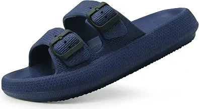 Weweya Sandals For Women Men Pillow Slippers Double Buckle Flat Slides
