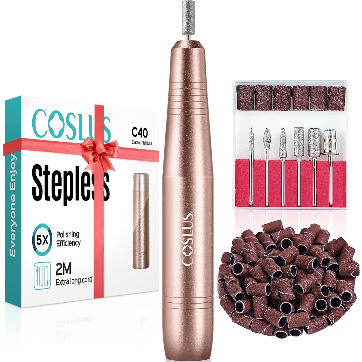 Coslus C40 Electric Nail Drill Professional, Precise Speed Dial, Golden