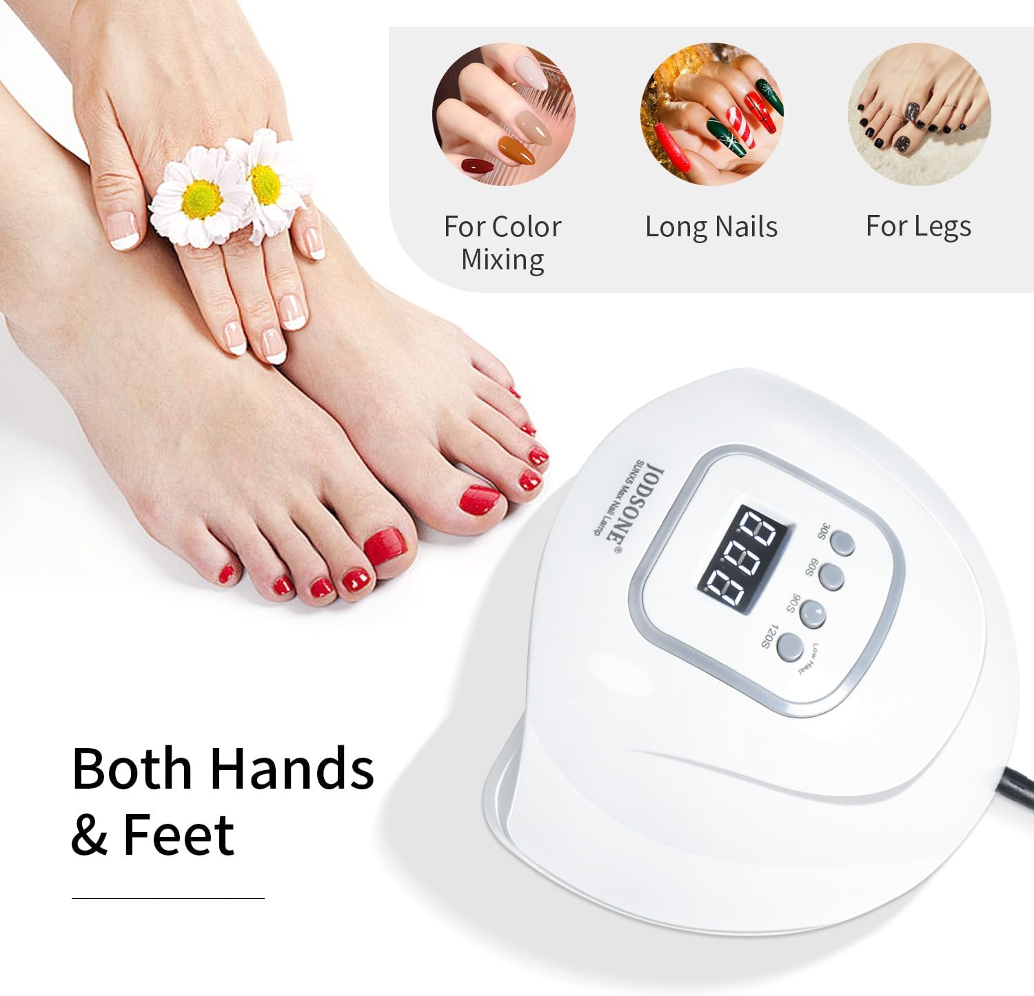 Jodsone U V LED Nail Lamp, Nail Dryer For Gel Polish, LED Light With Automatic Sensor & 4 Timers