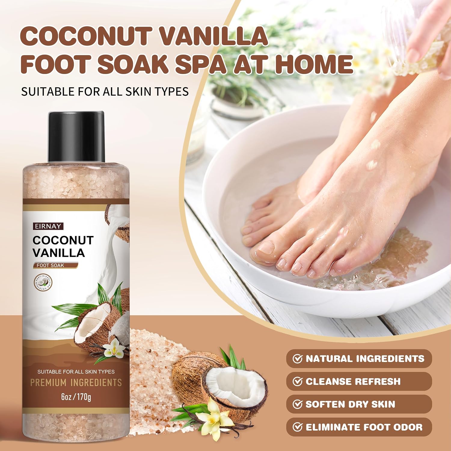 Eirnay Coconut & Vanilla Foot Soak Kit