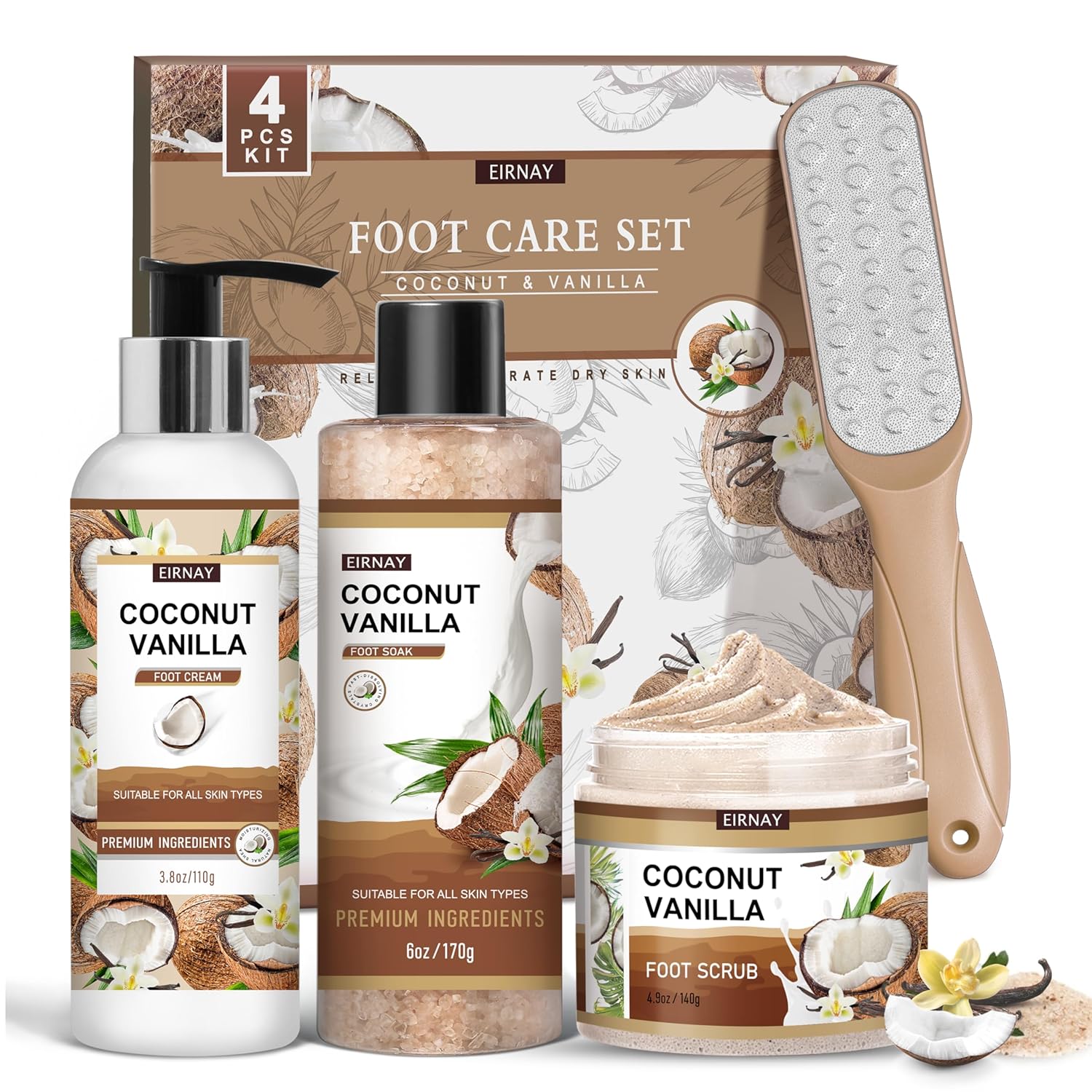Highlights the full kit and helps viewers understand that this is an all-in-one foot care solution, not a single-item product.