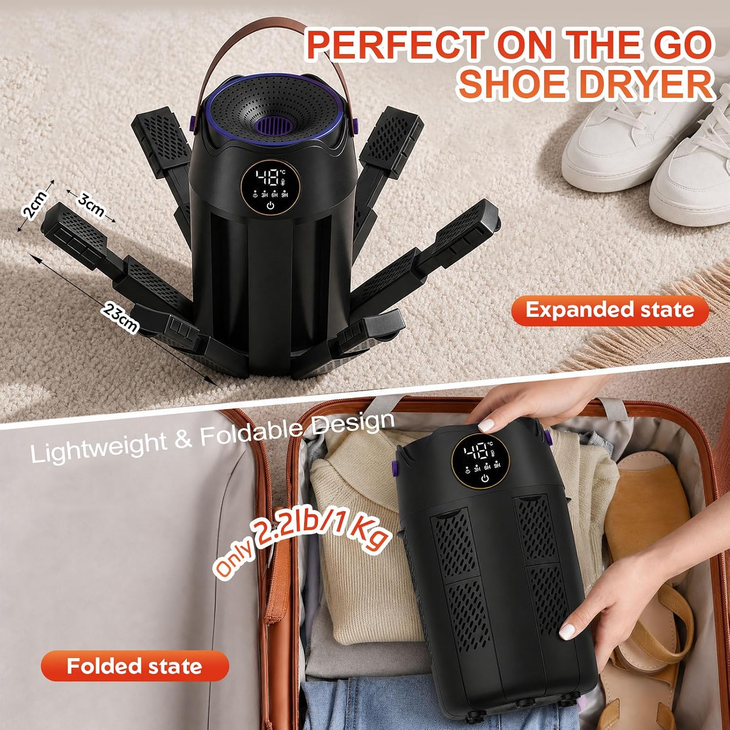 Boot Dryer, 6-Arm Shoe Dryer For 3 Pairs With 3/6/9-Hour Timer