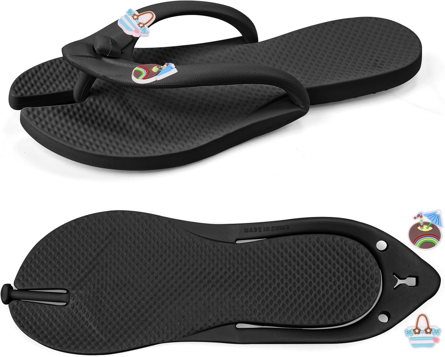 Overall product shape, minimalist design, and the fact that it is a lightweight slip-on EVA slipper.