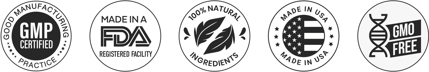 Certification and feature badges shown in a horizontal row.